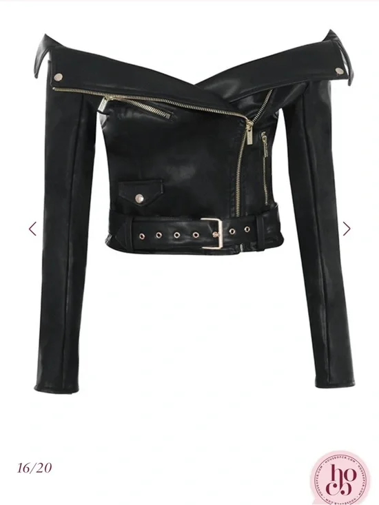 HOUSE OF CB ROMERA FAUX LEATHER VEGAN LEATHER TOP JACKET - Picture 4 of 11